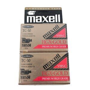 Maxell TC-30 HGX-Gold Premium High Grade Camcorder Videocassette 2-Pack New Seal